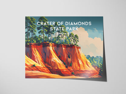 Crater of Diamonds State Park Landscape Poster | Arkansas Gem Hunting Travel Wall Art — giclée print detail on matte paper