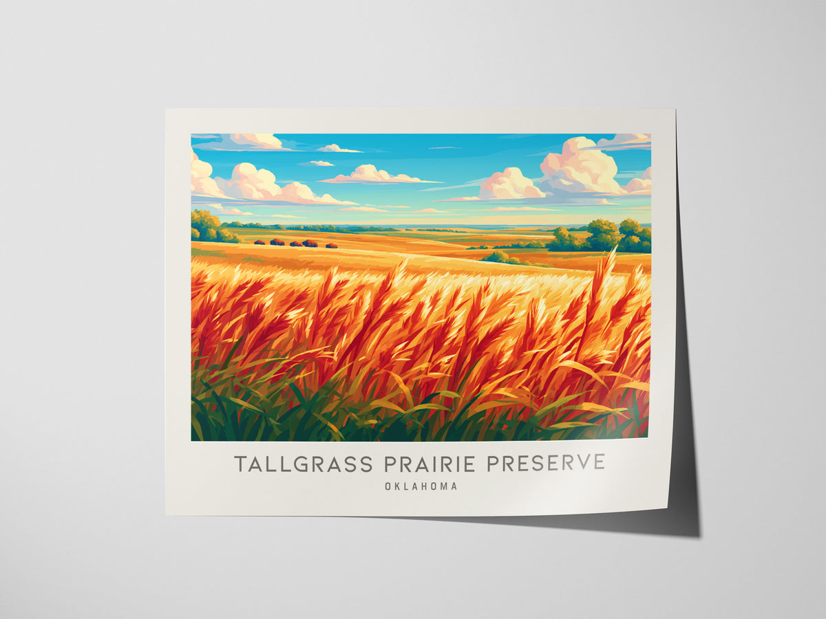 Tallgrass Prairie Preserve Landscape Matte Border Poster | Oklahoma Travel Wall Art — giclée print detail on matte paper