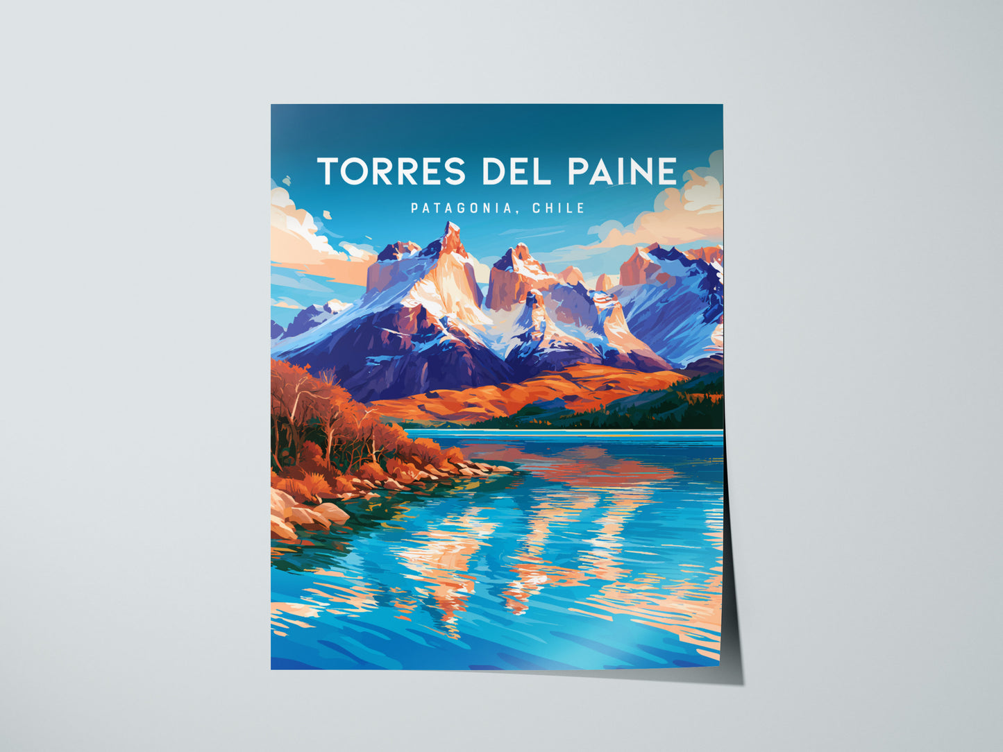 Torres del Paine, Patagonia Poster | Granite Peaks & Glacial Lake Wall Art — giclée print detail on matte paper