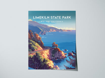 Limekiln State Park, Big Sur, California Poster | Redwoods & Coastal Cliffs Destination Print Wall Art — giclée print detail