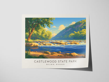 Castlewood State Park Landscape Matte Border Poster | Ballwin, Missouri Framed or Unframed Travel Gift — giclée print detail