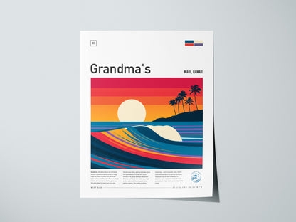 Grandma's, Maui, Hawaii Poster | Tropical Surf Wall Art — giclée print detail on matte paper