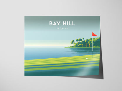 Bay Hill, Florida Landscape Poster | Golf Course Print & Golfer Gift Wall Art — giclée print detail on matte paper