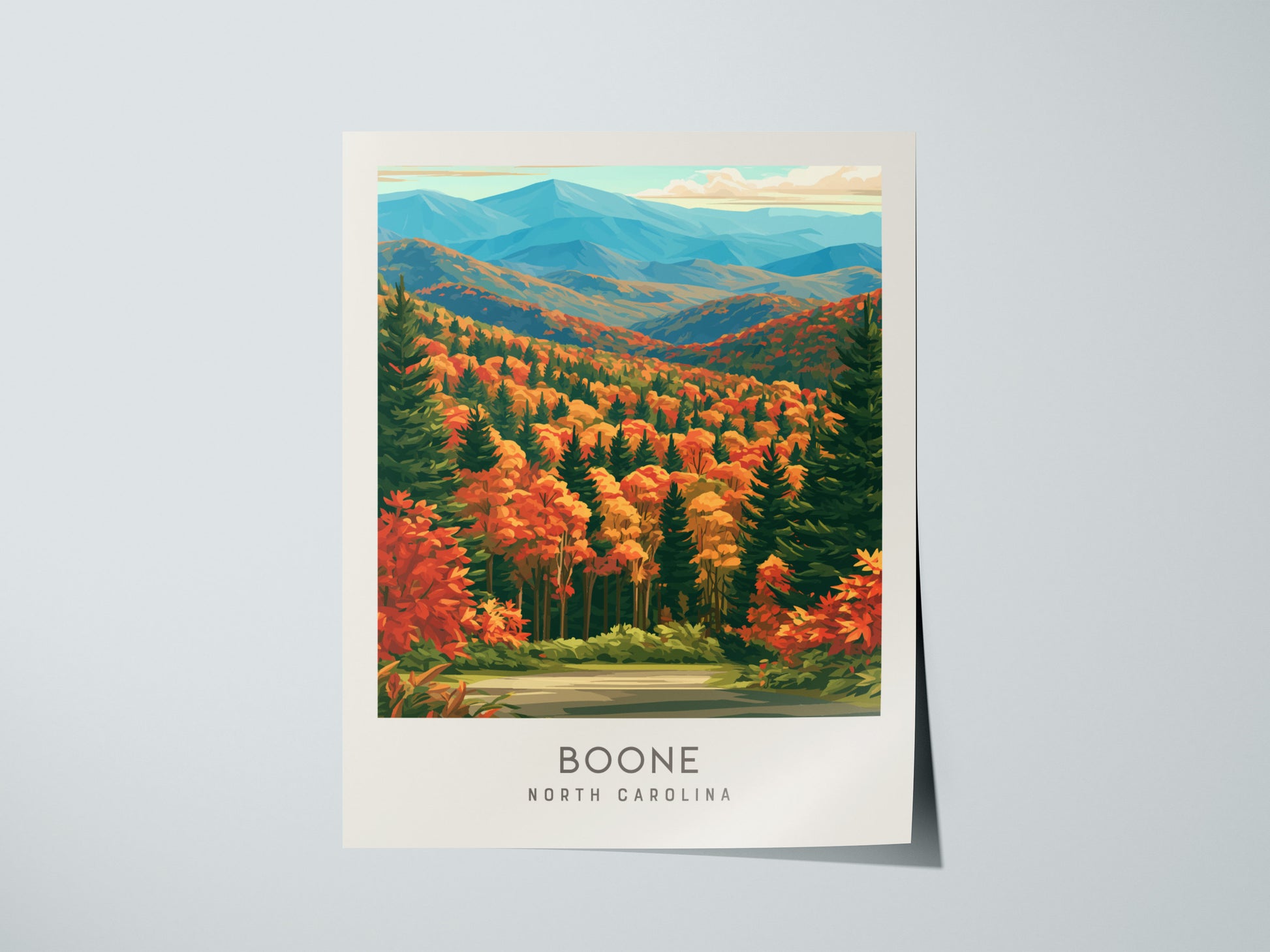 Boone Matte Border Poster | North Carolina Travel Wall Art — giclée print detail on matte paper