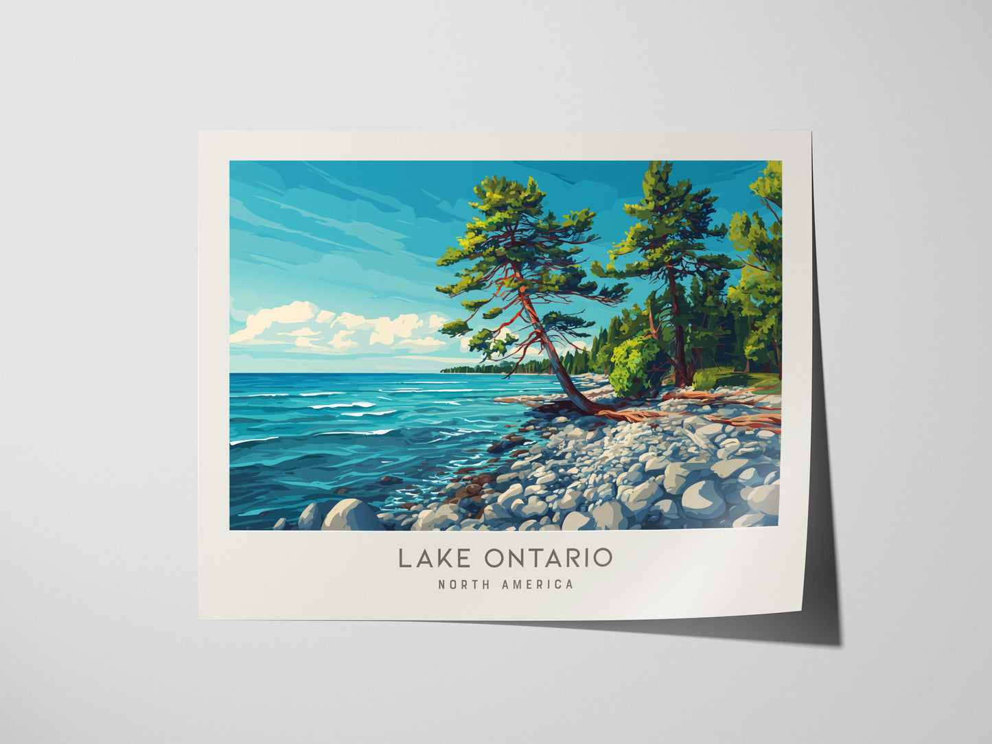 Lake Ontario Landscape Matte Border Poster | North America Vacation Wall Art | Framed or Unframed — giclée print detail on ma