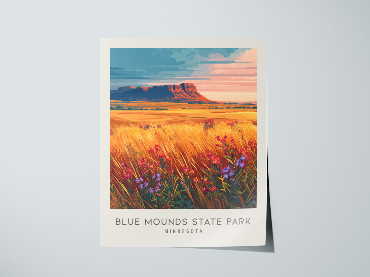 Blue Mounds State Park Matte Border Poster | Minnesota Destination Print & Vacation Wall Art — giclée print detail on matte p