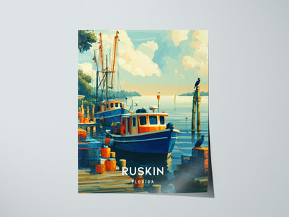 Ruskin, Florida Poster | Waterfront Sunsets & Mangrove Charm Wall Art — giclée print detail on matte paper