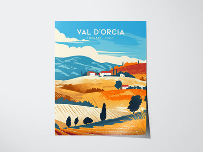Val d'Orcia Poster | Tuscany Italy Art | Kitchen Wall Decor