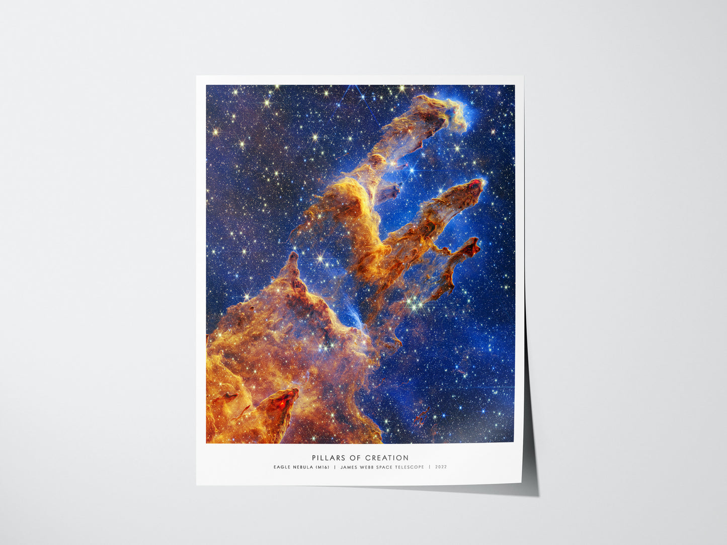 Pillars of Creation James Webb Space Telescope poster showing towering gas and dust columns