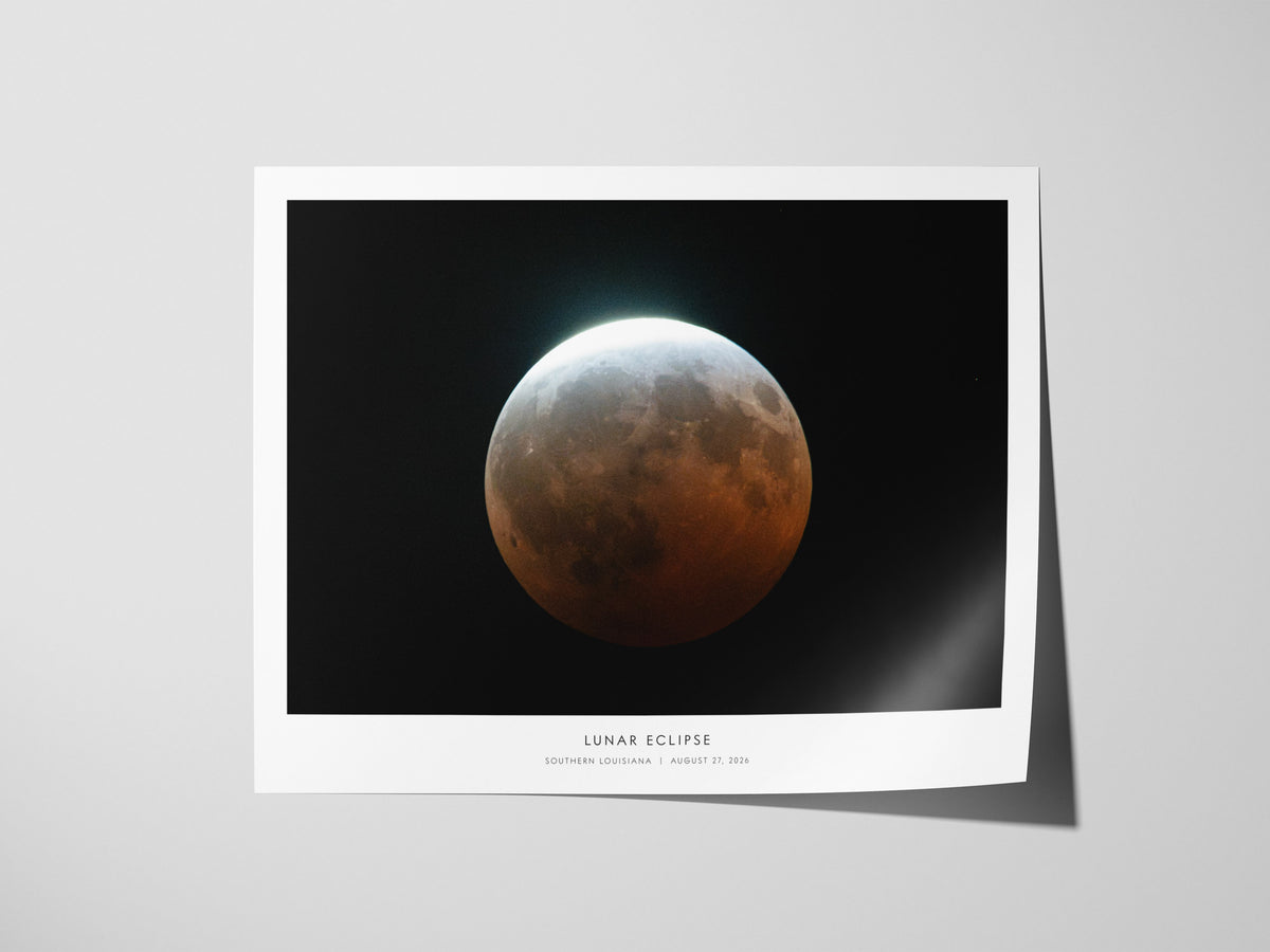 Lunar Eclipse Landscape Poster | NASA Astronomy Print Southern Louisiana Wall Art — giclée print detail on matte paper