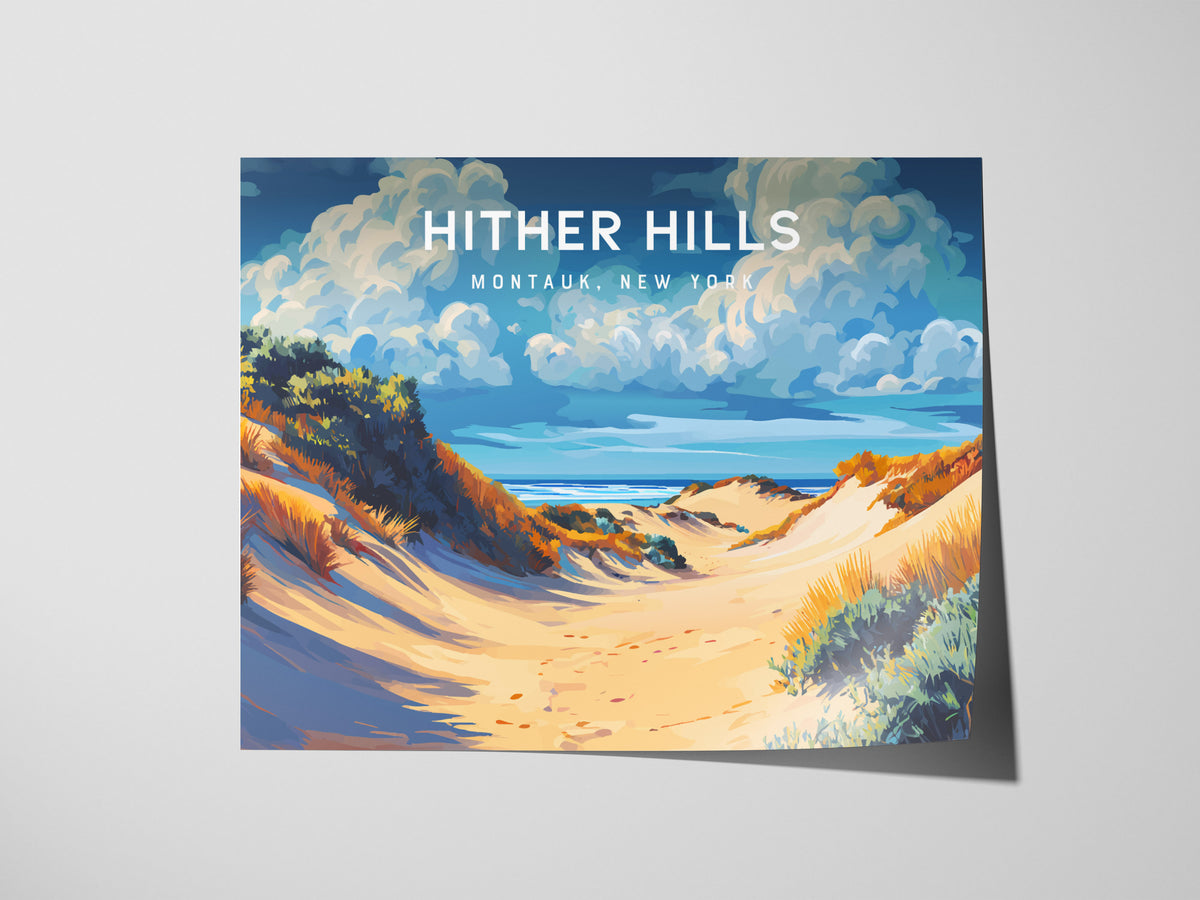 Hither Hills Landscape Poster | Montauk, New York Destination Print Beach House Decor — giclée print detail on matte paper