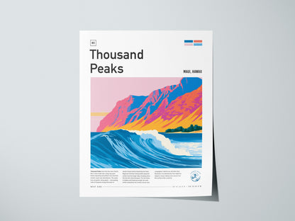 Thousand Peaks, Hawaii Poster | Tropical Surf Break Paradise Wall Art — giclée print detail on matte paper