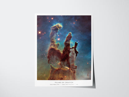 Pillars of Creation Hubble poster showing star-forming columns in the Eagle Nebula