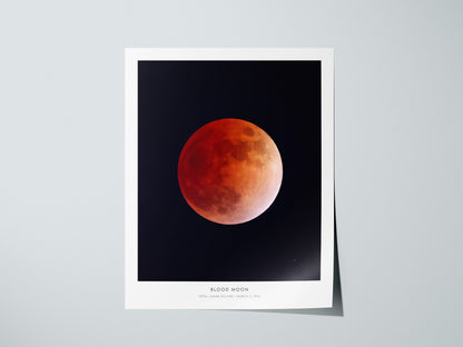 Blood Moon Poster | NASA Total Lunar Eclipse Astronomy Print Wall Art — giclée print detail on matte paper