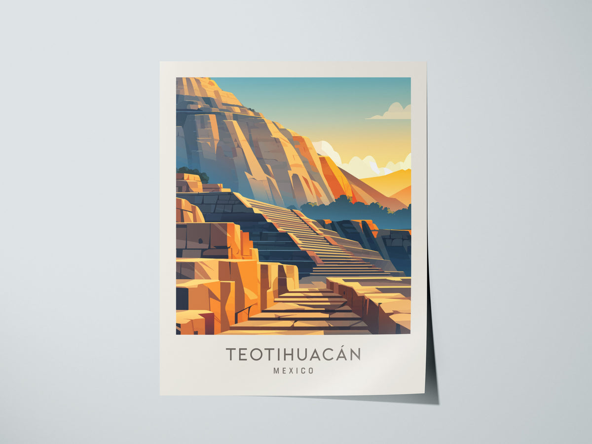 Teotihuacán Matte Border Poster | Mexico Travel Wall Art — giclée print detail on matte paper