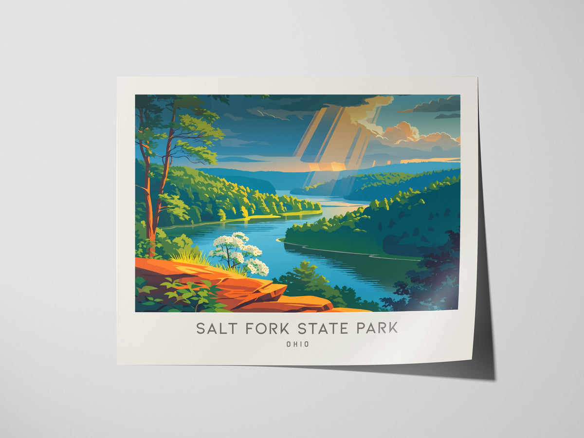 Salt Fork State Park Landscape Matte Border Poster | Ohio Vacation Wall Art — giclée print detail on matte paper