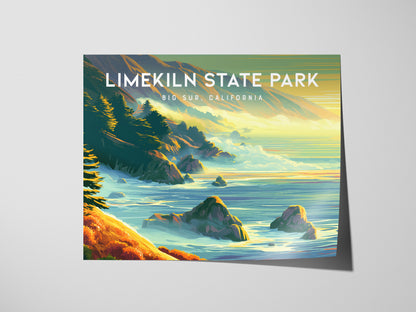 Limekiln State Park Landscape Poster | Big Sur, California Vacation Wall Art — giclée print detail on matte paper