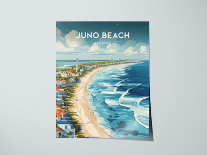 Juno Beach, Florida Poster | Sea Turtle & Sunrise Shoreline Wall Art — giclée print detail on matte paper