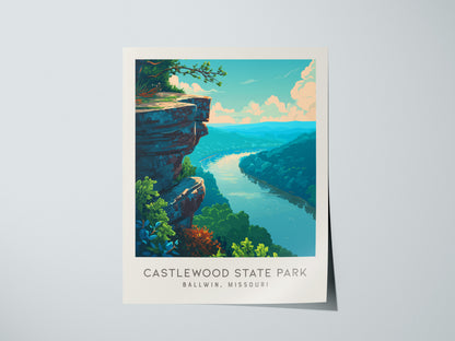 Castlewood State Park Matte Border Poster | Ballwin, Missouri Destination Print Travel Wall Art — giclée print detail on matt