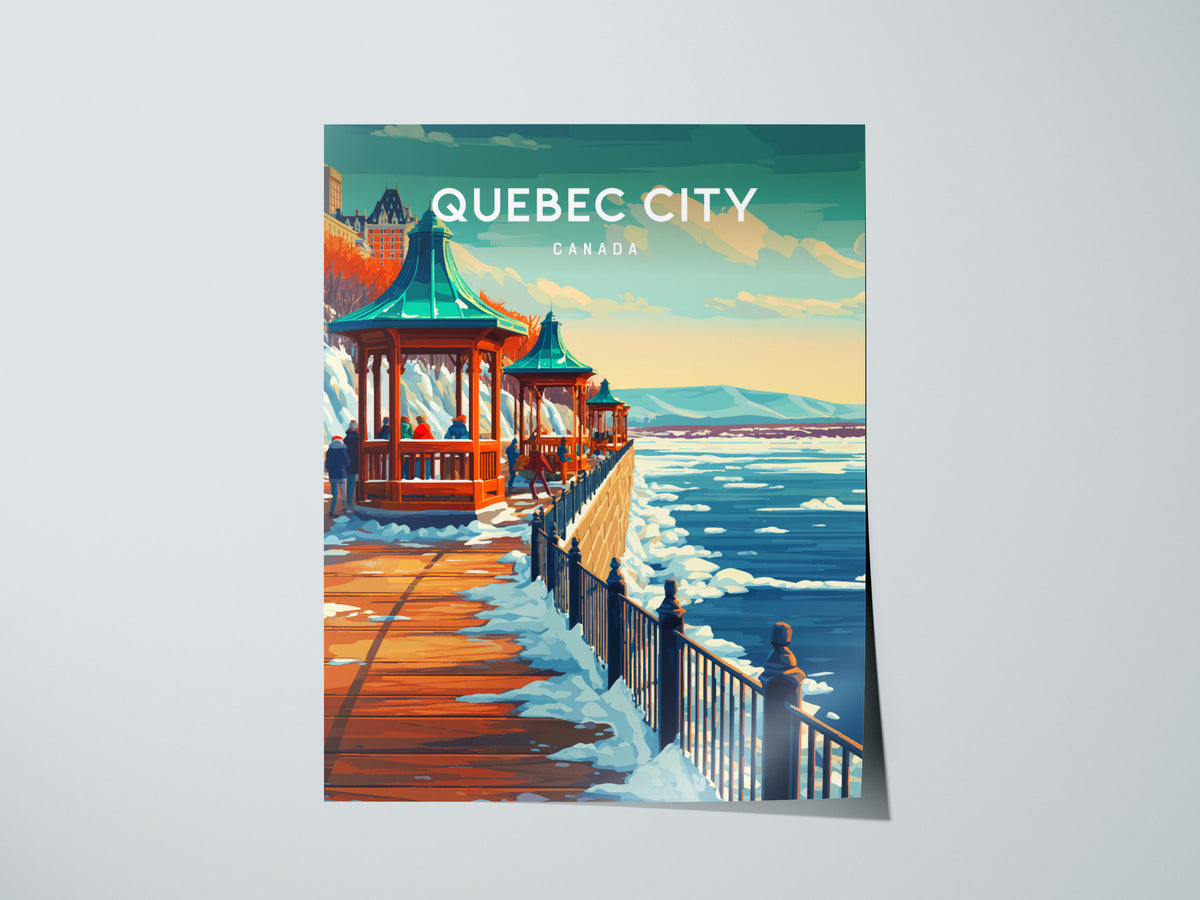 Quebec City, Canada Poster | Old World Charm Cobblestone Streets Wall Art — giclée print detail on matte paper