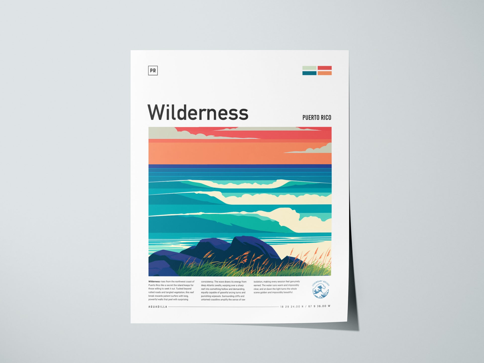 Wilderness, Puerto Rico Poster | Tropical Surf Paradise Wall Art — giclée print detail on matte paper