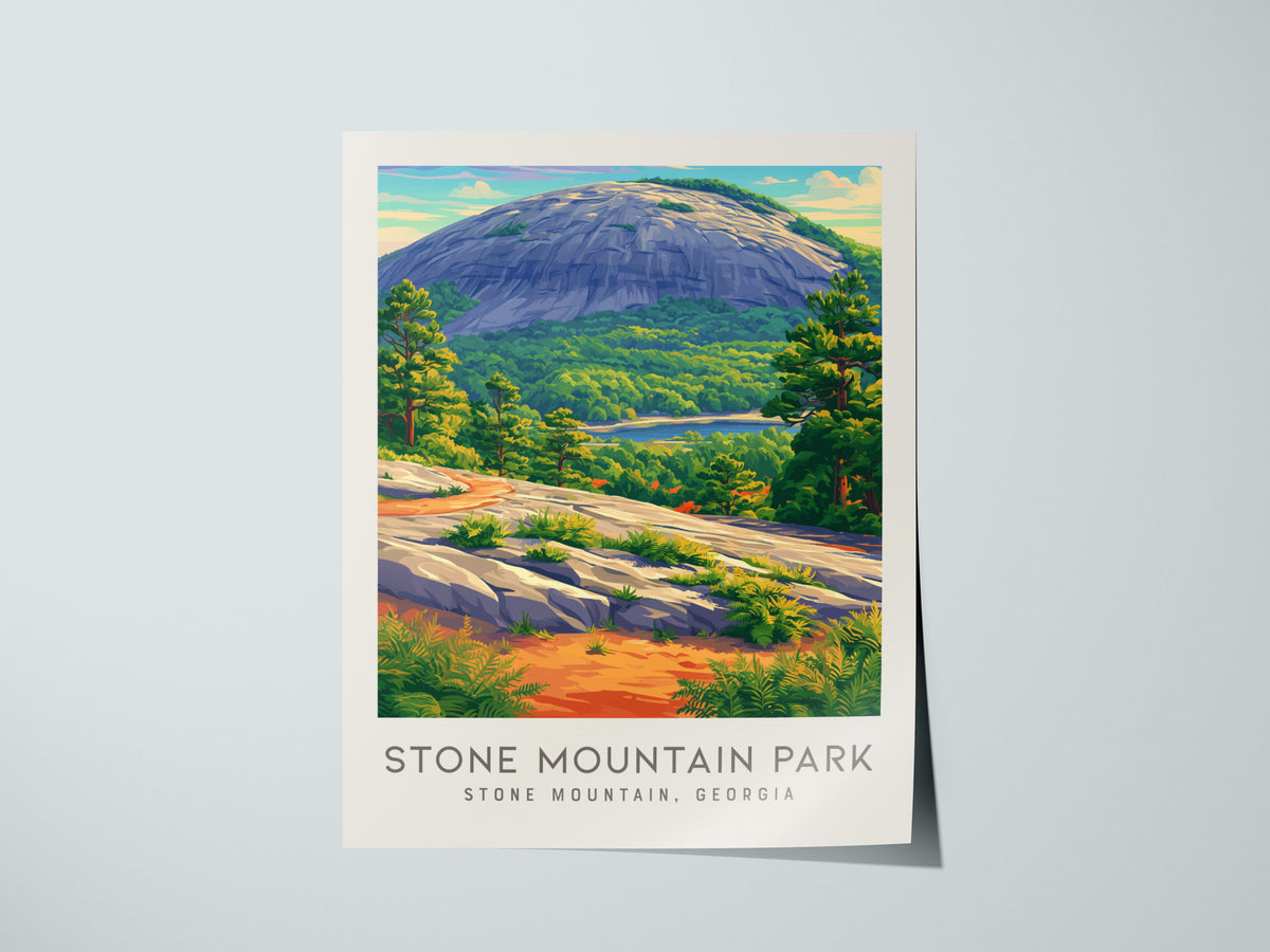 Stone Mountain Park Matte Border Poster | Stone Mountain, Georgia Destination Print — giclée print detail on matte paper