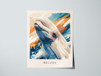 Beluga, Delphinapterus leucas Poster | Arctic Ocean Wildlife Wall Art — giclée print detail on matte paper