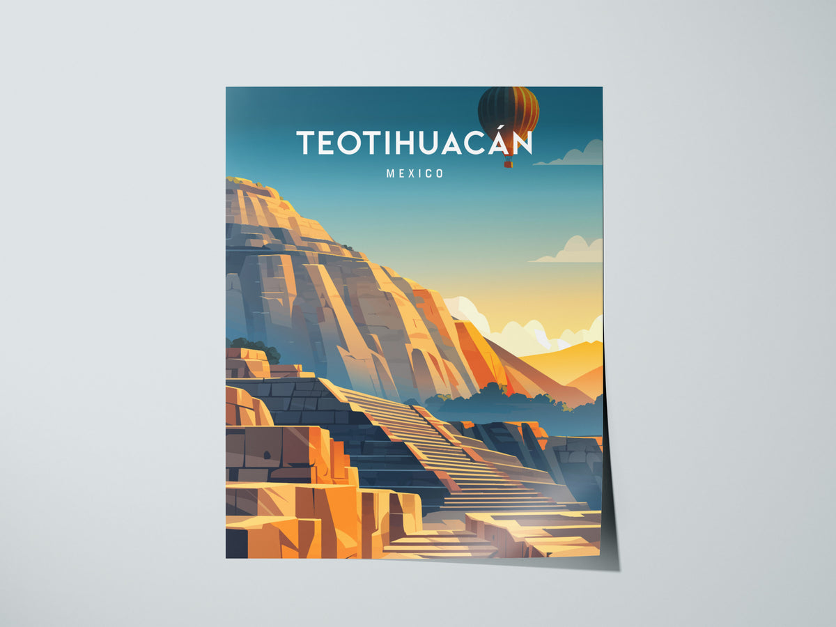 Teotihuacán, Mexico Poster | Ancient Pyramids Destination Print Wall Art — giclée print detail on matte paper