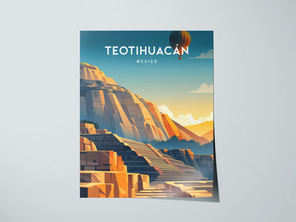 Teotihuacán, Mexico Poster | Ancient Pyramids Destination Print Wall Art — giclée print detail on matte paper