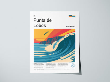 Punta de Lobos, Chile Poster | Dramatic Cliffs & Surf Wall Art — giclée print detail on matte paper