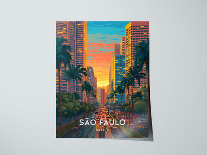 São Paulo, Brazil Poster | Urban Skyline & Tropical Energy Wall Art — giclée print detail on matte paper