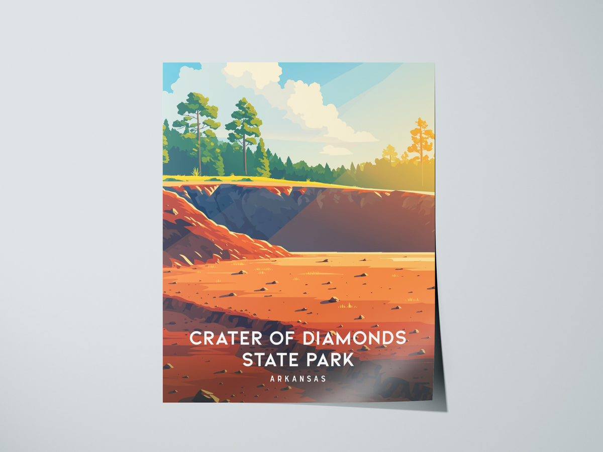 Crater of Diamonds State Park, Arkansas Poster | Gem Mining Adventure Vacation Wall Art — giclée print detail on matte paper