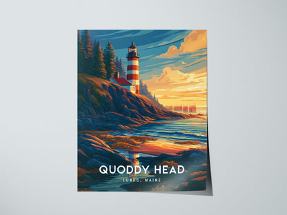 Quoddy Head, Lubec, Maine Poster | Easternmost Lighthouse Travel Wall Art — giclée print detail on matte paper
