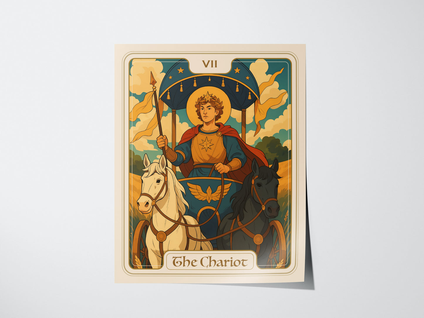 The Chariot Tarot Poster | Major Arcana Card VII | Victory Willpower Wall Art