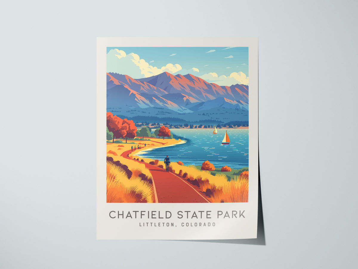 Chatfield State Park Matte Border Poster | Littleton, Colorado Travel Wall Art — giclée print detail on matte paper