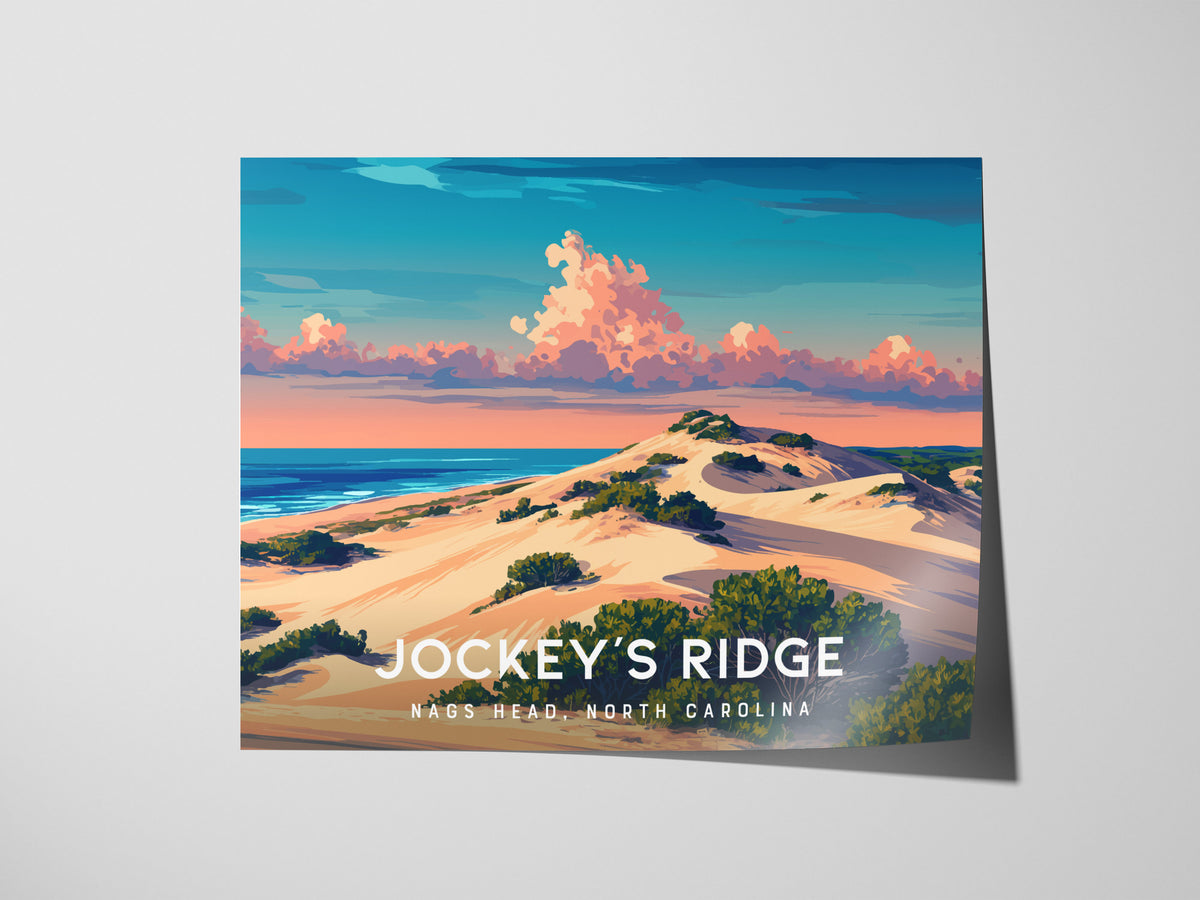 Jockey's Ridge Landscape Poster | Nags Head, North Carolina Destination Print Beach House Decor — giclée print detail on matt