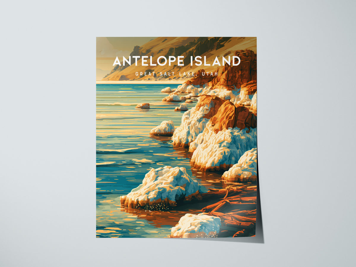 Antelope Island Poster | Great Salt Lake, Utah Framed or Unframed Travel Gift Wall Art — giclée print detail on matte paper
