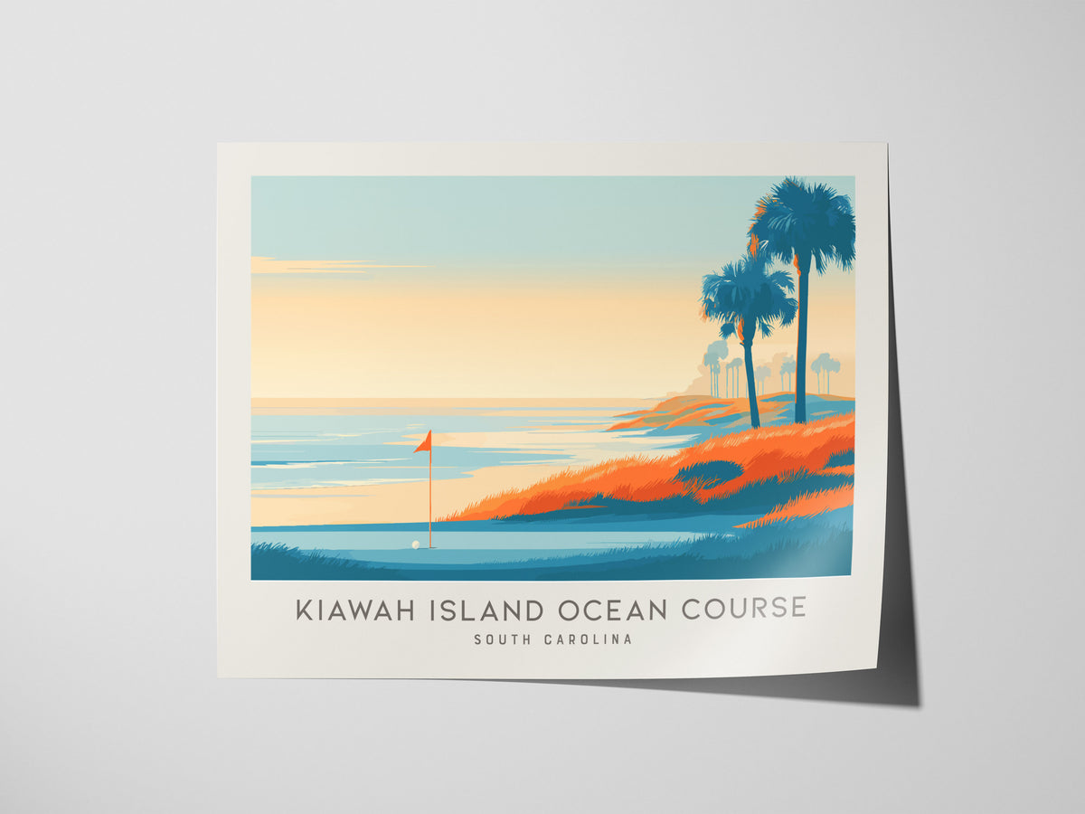 Kiawah Island Ocean Course Landscape Matte Border Poster | South Carolina Golf Course Print & Country Club Decor — giclée pri