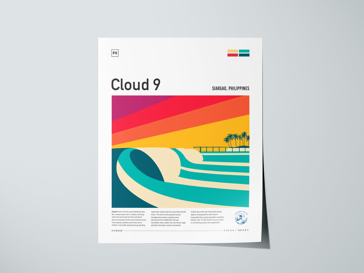 Cloud 9, Siargao, Philippines Poster | Tropical Surf Wall Art — giclée print detail on matte paper