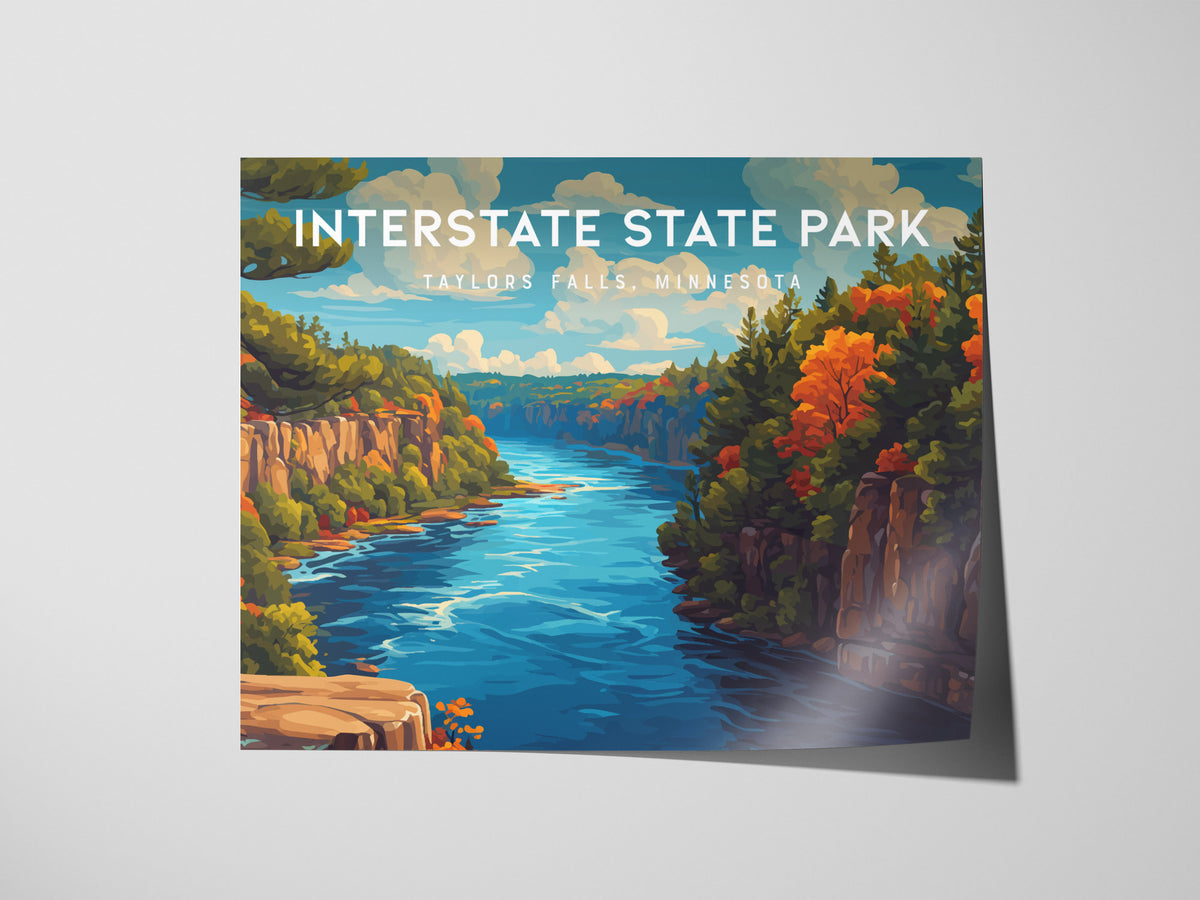 Interstate State Park Landscape Poster | Taylors Falls, Minnesota Travel Wall Art — giclée print detail on matte paper