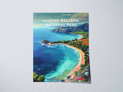 Marino Ballena National Park, Costa Rica Poster | Whale Tail Beach Tropical Wall Art — giclée print detail on matte paper