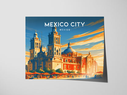 Mexico City Landscape Poster | Mexico Travel Gift Framed or Unframed Wall Art — giclée print detail on matte paper