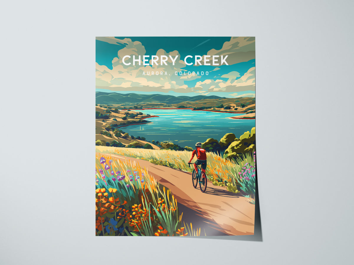 Cherry Creek, Aurora, Colorado Poster | Lakeside Retreat Framed or Unframed Wall Art — giclée print detail on matte paper