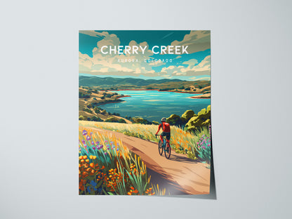 Cherry Creek, Aurora, Colorado Poster | Lakeside Retreat Framed or Unframed Wall Art — giclée print detail on matte paper