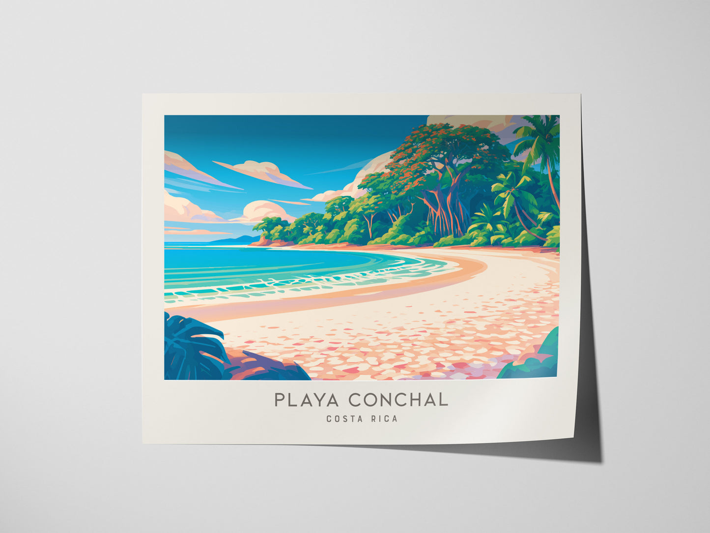 Playa Conchal Landscape Matte Border Poster | Costa Rica Coastal Beach Decor Travel Wall Art — giclée print detail on matte p