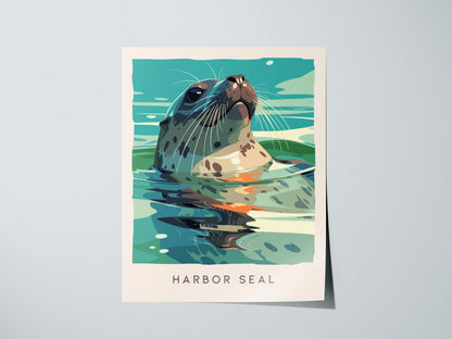 Harbor Seal, Phoca vitulina Poster | Coastal Wildlife Wall Art — giclée print detail on matte paper