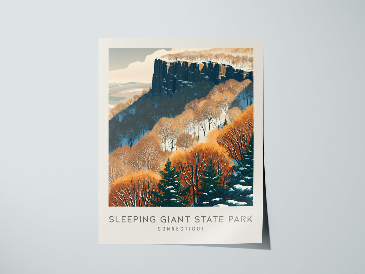 Sleeping Giant State Park Matte Border Poster | Connecticut Travel Wall Art — giclée print detail on matte paper
