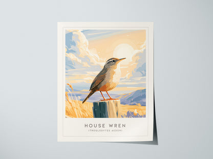 House Wren, Troglodytes aedon Poster | Charming Songbird Nature Wall Art — giclée print detail on matte paper
