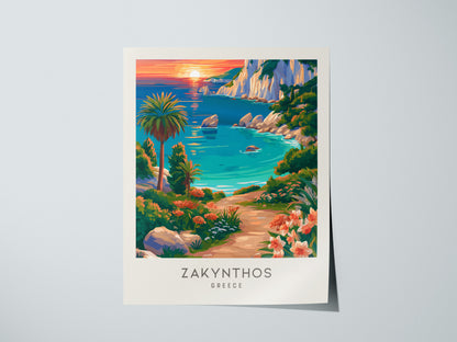 Zakynthos Matte Border Poster | Greece Travel Wall Art — giclée print detail on matte paper