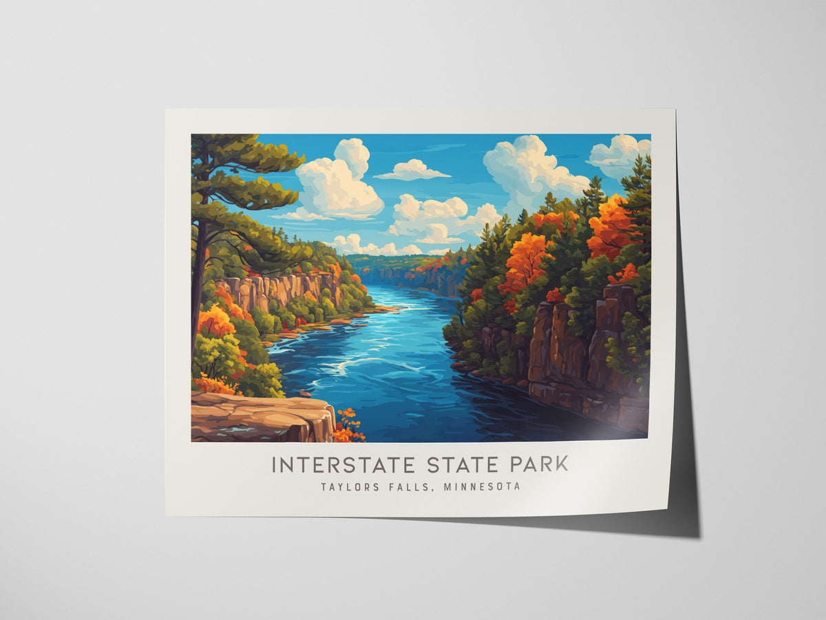 Interstate State Park Landscape Matte Border Poster | Taylors Falls, Minnesota Destination Print — giclée print detail on mat